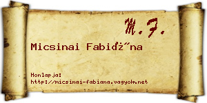 Micsinai Fabiána névjegykártya